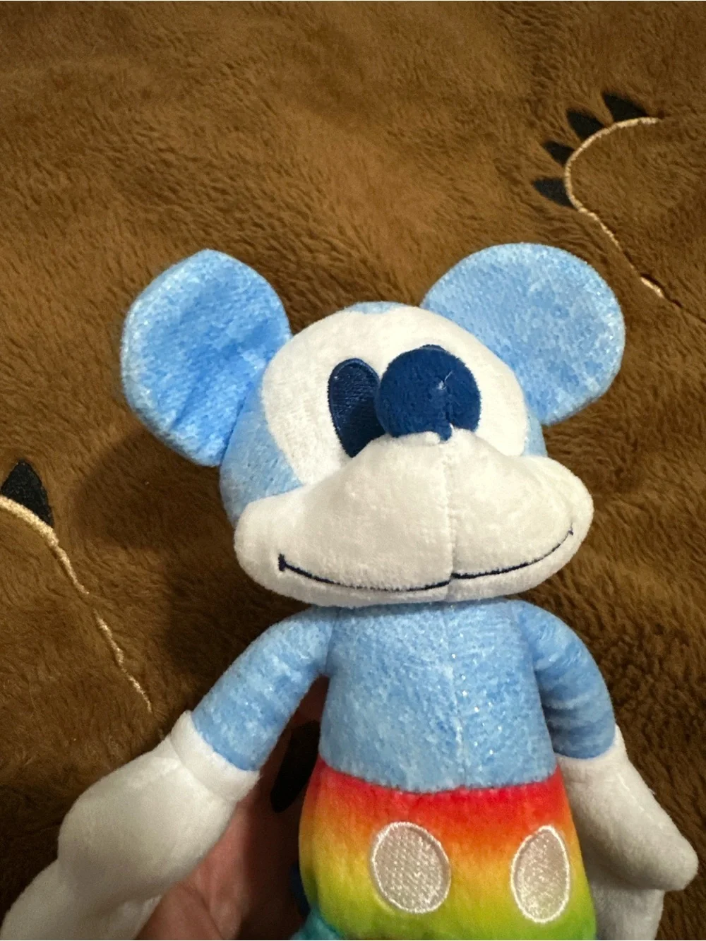 Disney Blue Mickey Plush with Rainbow Shorts